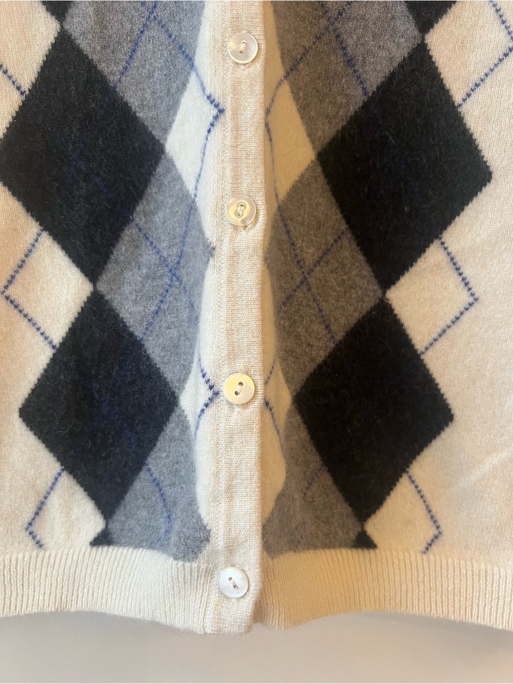 Brooks Brothers 100% Cashmere Cardigan Argyle Women's Large - Picture 6 of 9